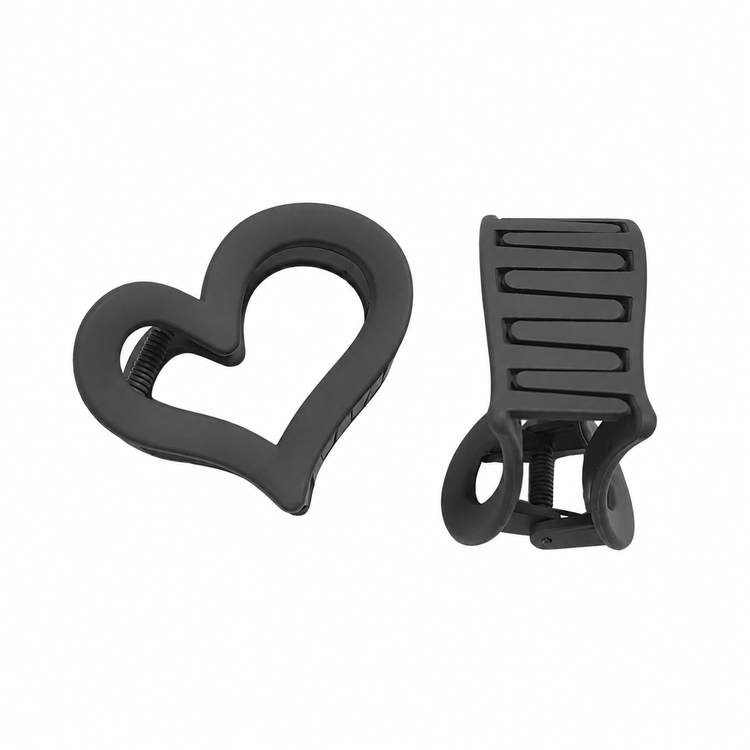کلیپس مو سیلیکونی شمعی پاستیلی مدل قلب رنگ طوسی