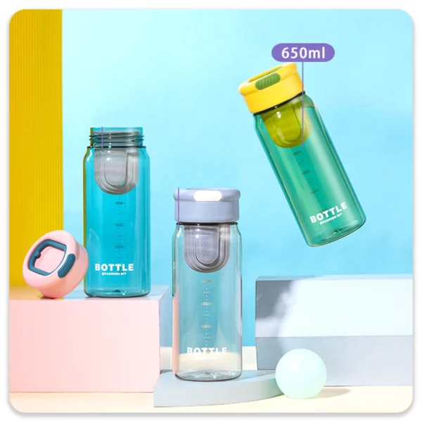 قمقمه 650 ml مدل Bottle رنگ بدنه آبی با در صورتی رنگ